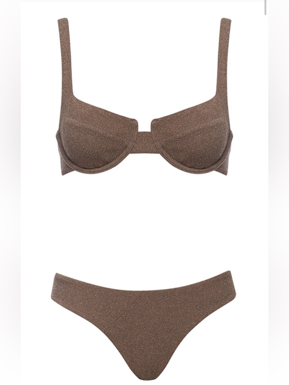 Underwire Brown Shimmer Bikini Set - Women Swim